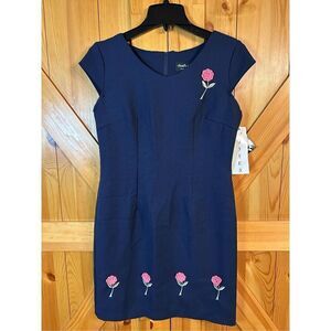 Vintage Chad's Place Navy Flower Dress Women's 6 NWT (0327)